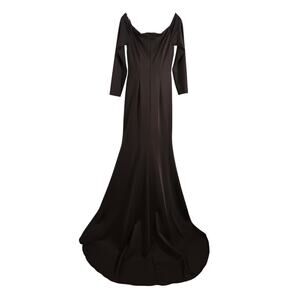 SHERRI HILL Black Jersey Mermaid Long Sleeve Dress, Size 6